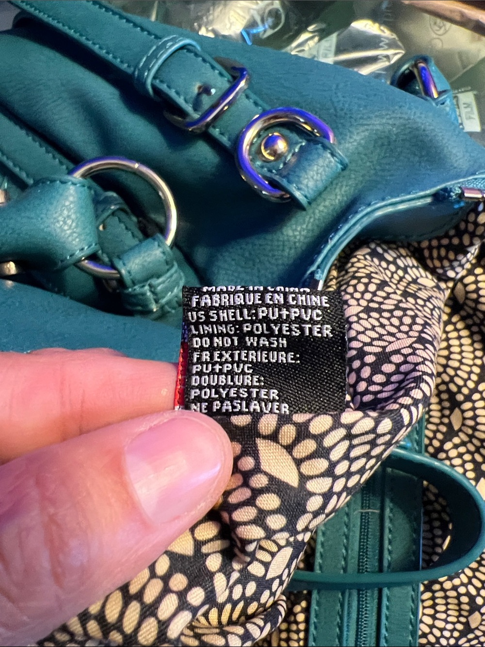 NWT. Urban Expressions, Teal Shoulder Bag &/or crossbody, Luxury Vegan Leather - Picture 13 of 13